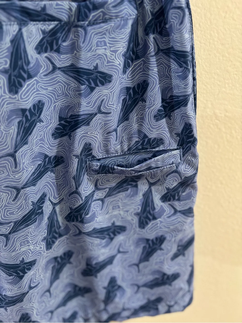 Huk Blue Shark-Pattern Swim Trunks - Picture 5 of 14